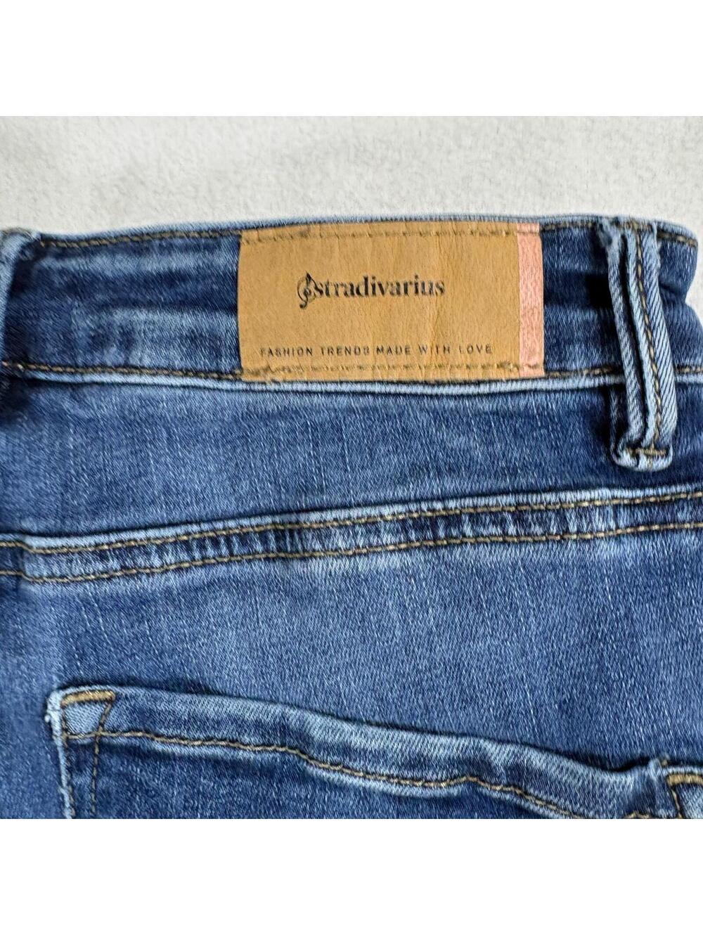 Stradivarius Skinny Jeans Womens 38 Blue Stretch Denim Mid Rise Fits Like 25x28 - Picture 9 of 9